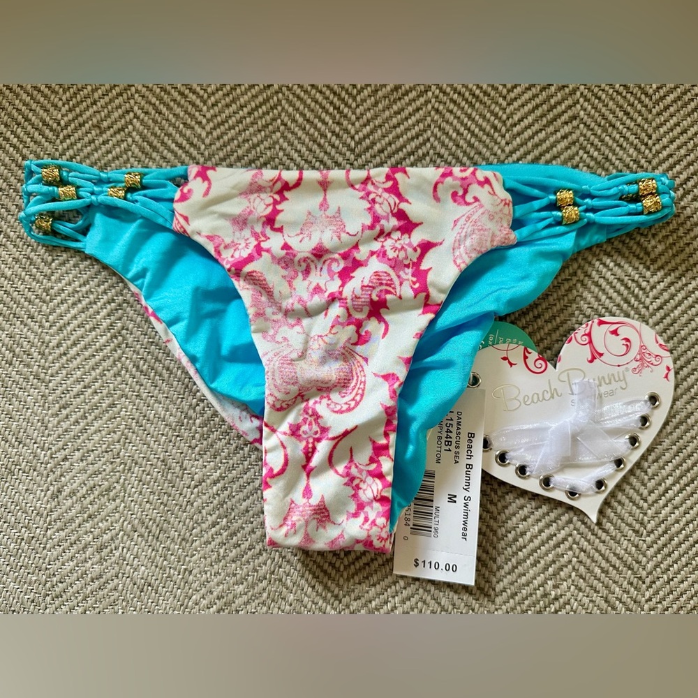 Beach Bunny Turquoise Pink Scrunch Bikini Bottom New w/Tags Bottoms Only Size M